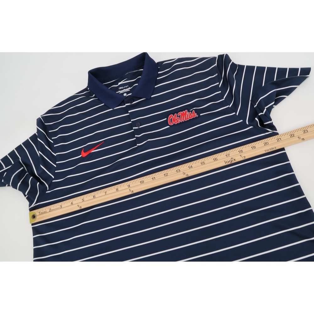Nike Polo Shirt Mens Medium Navy Ole Miss Rebels Dri-FIT Victory Striped - Picture 10 of 13